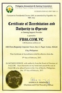 giấy phép pagcor certificate